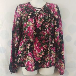 Guess Floral Blouse Size Small Long Sleeve Career